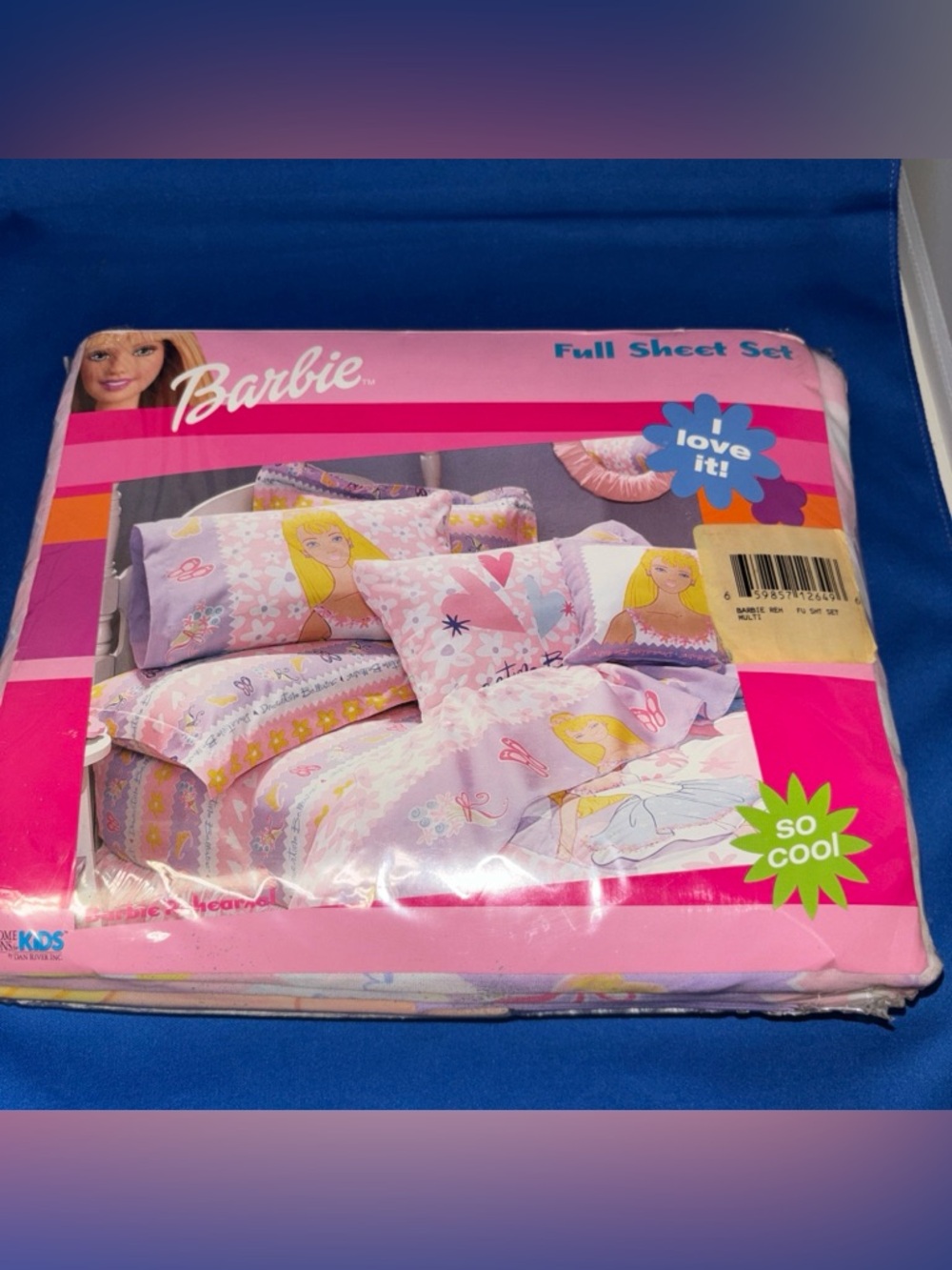 Vtg 2000 Ballerina Barbie Flowers & Hearts  4 Piece Full Sheet Set new Dan River